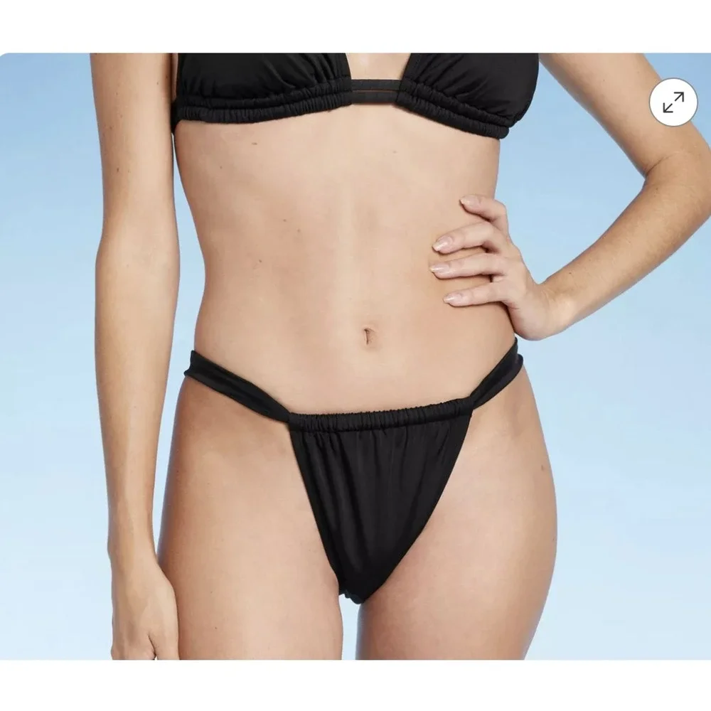 Shade & Shore Green High Leg Ruched Bikini Bottom Large Cheeky‎ Swimwear